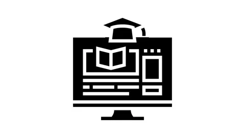 E learning courses online learning platform glyph icon animation Stock Footage 326152087