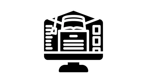E learning courses online learning platform glyph icon animation Stock Footage 326731118