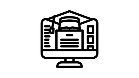 E learning courses online learning platform line icon animation Stock Footage 326749017