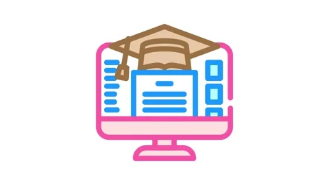 E learning courses online learning platform color icon animation Stock Footage 327257313