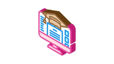 E learning courses online learning platform isometric icon animation Stock Footage 327276884