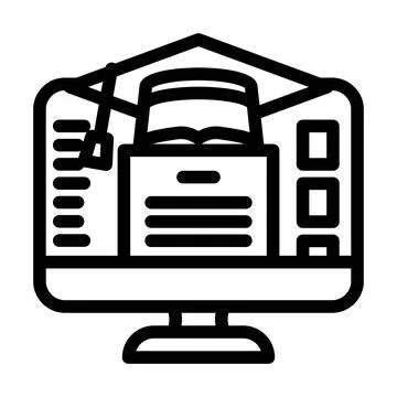 E learning courses online learning platform line icon vector illustration Illustrazione stock