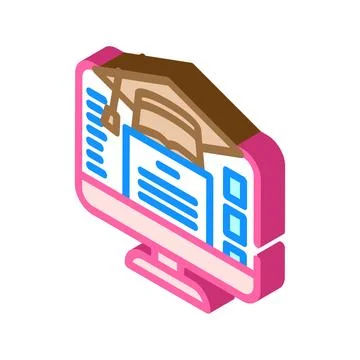 E learning courses online learning platform isometric icon vector illustratio Illustrazione stock