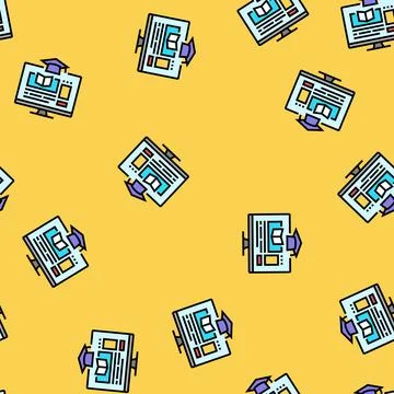 E learning courses online learning platform vector seamless pattern Illustrazione stock