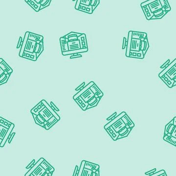 E learning courses online learning platform line vector seamless pattern Stock Illustration
