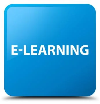 E-learning cyan blue square button Stock Illustration