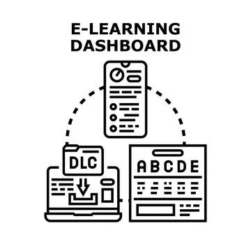 E learning dashboard concept illustrating digital education process 库存插图