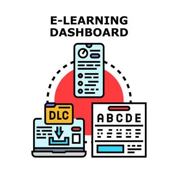 E learning dashboard concept illustrating digital education process Stock Illustration