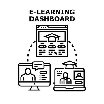 E learning dashboard concept with online education and remote study Stock Illustration