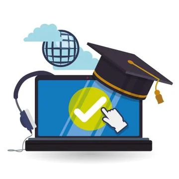 E-learning design. Education icon. Isolated illustration Illustrazione stock