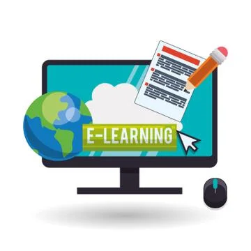 E-learning design. Education icon. Isolated illustration Illustrazione stock