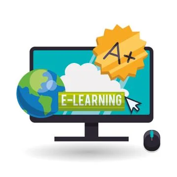 E-learning design. Education icon. Isolated illustration Stockillustratie