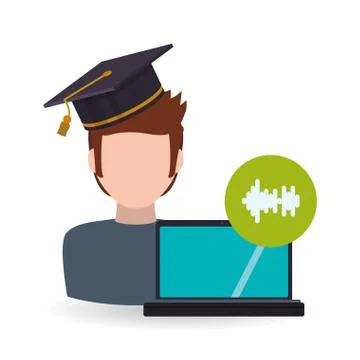 E-learning design. Education icon. Isolated illustration Illustrazione stock