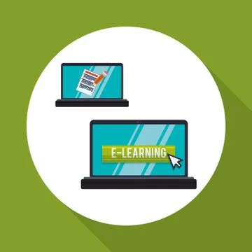 E-learning design. Education icon. Isolated illustration , vector Stockillustratie