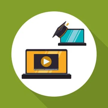 E-learning design. Education icon. Isolated illustration , vector Stockillustratie