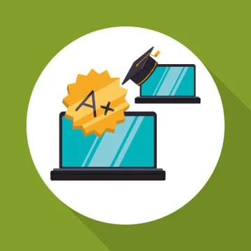 E-learning design. Education icon. Isolated illustration , vector Illustrazione stock