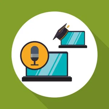 E-learning design. Education icon. Isolated illustration , vector Illustrazione stock