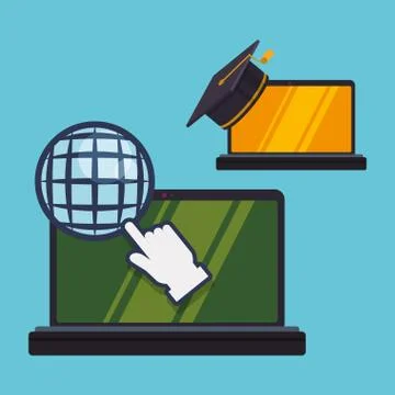 E-learning design. Education icon. Isolated illustration , vector Illustrazione stock