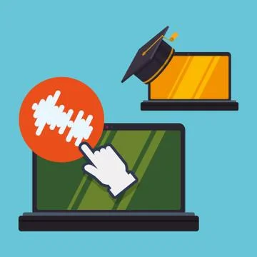 E-learning design. Education icon. Isolated illustration , vector Illustrazione stock
