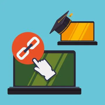 E-learning design. Education icon. Isolated illustration , vector Illustrazione stock