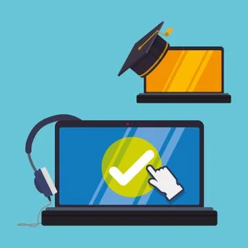 E-learning design. Education icon. Isolated illustration , vector Illustrazione stock