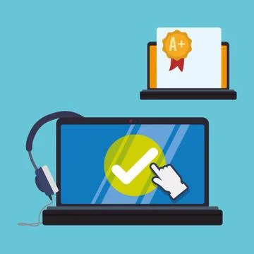 E-learning design. Education icon. Isolated illustration , vector Stock Illustration