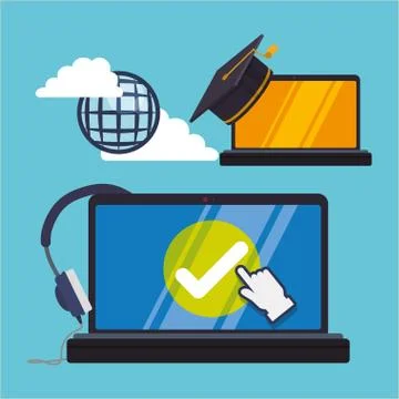 E-learning design. Education icon. Isolated illustration , vector Stockillustratie