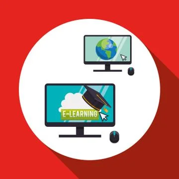 E-learning design. Education icon. Isolated illustration , vector Stockillustratie
