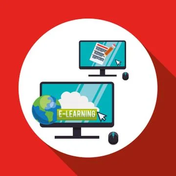 E-learning design. Education icon. Isolated illustration , vector Illustrazione stock