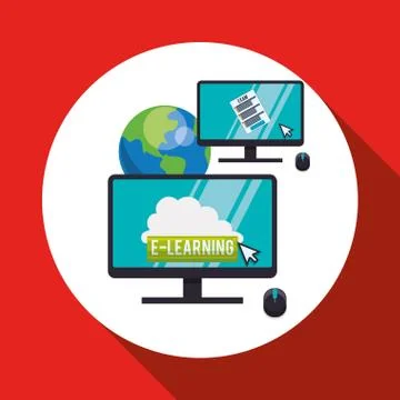 E-learning design. Education icon. Isolated illustration , vector 스톡 일러스트