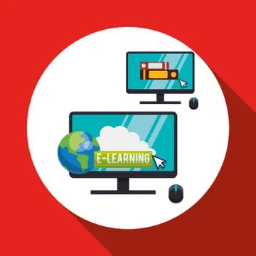 E-learning design. Education icon. Isolated illustration , vector Stock Illustration