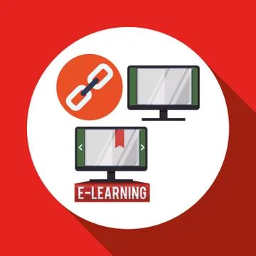 E-learning design. Education icon. Isolated illustration , vector Illustrazione stock