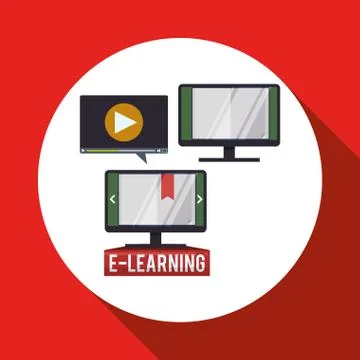 E-learning design. Education icon. Isolated illustration , vector 스톡 일러스트