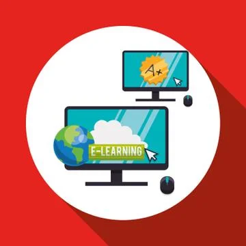 E-learning design. Education icon. Isolated illustration , vector Stockillustratie