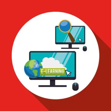 E-learning design. Education icon. Isolated illustration , vector Stock Illustration