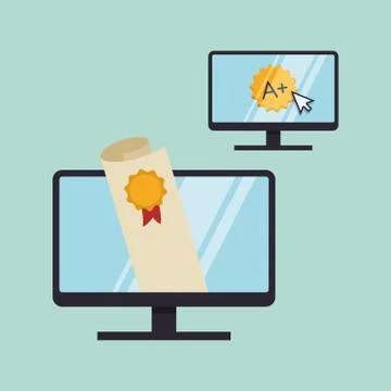 E-learning design. Education icon. Isolated illustration , vector Illustrazione stock