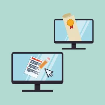 E-learning design. Education icon. Isolated illustration , vector Stock Illustration