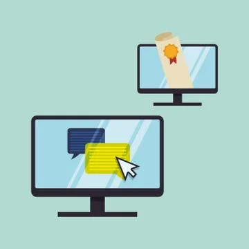 E-learning design. Education icon. Isolated illustration , vector Stock Illustration
