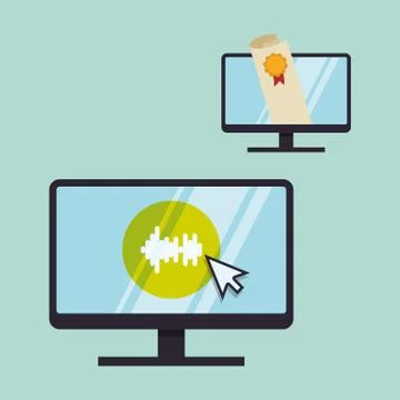 E-learning design. Education icon. Isolated illustration , vector 스톡 일러스트