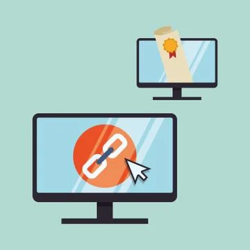 E-learning design. Education icon. Isolated illustration , vector Illustrazione stock