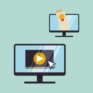 E-learning design. Education icon. Isolated illustration , vector 스톡 일러스트