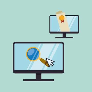 E-learning design. Education icon. Isolated illustration , vector Stock Illustration