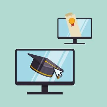 E-learning design. Education icon. Isolated illustration , vector 스톡 일러스트