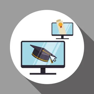 E-learning design. Education icon. Isolated illustration , vector Stock Illustration