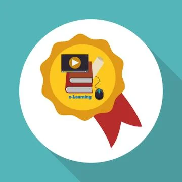 E-learning design. Education icon. Isolated illustration , vector Illustrazione stock