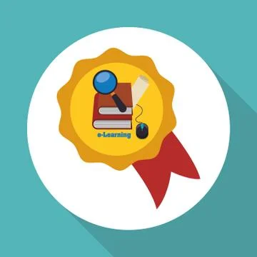 E-learning design. Education icon. Isolated illustration , vector Illustrazione stock