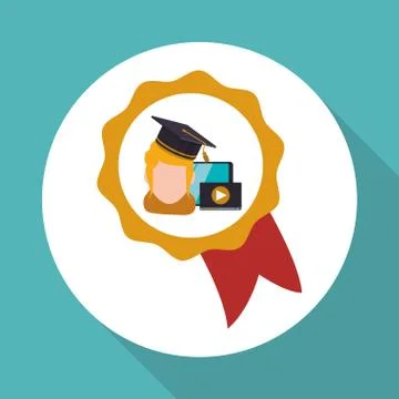 E-learning design. Education icon. Isolated illustration , vector Stock Illustration