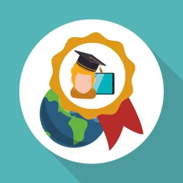 E-learning design. Education icon. Isolated illustration , vector イラスト素材