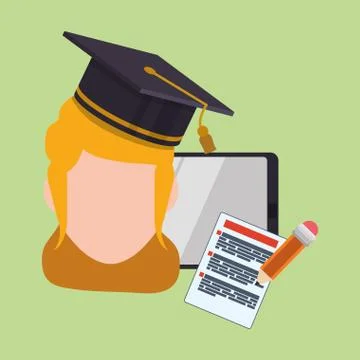 E-learning design. Education icon. Isolated illustration , vector Stockillustratie