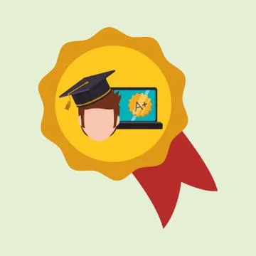 E-learning design. Education icon. Isolated illustration , vector Illustrazione stock